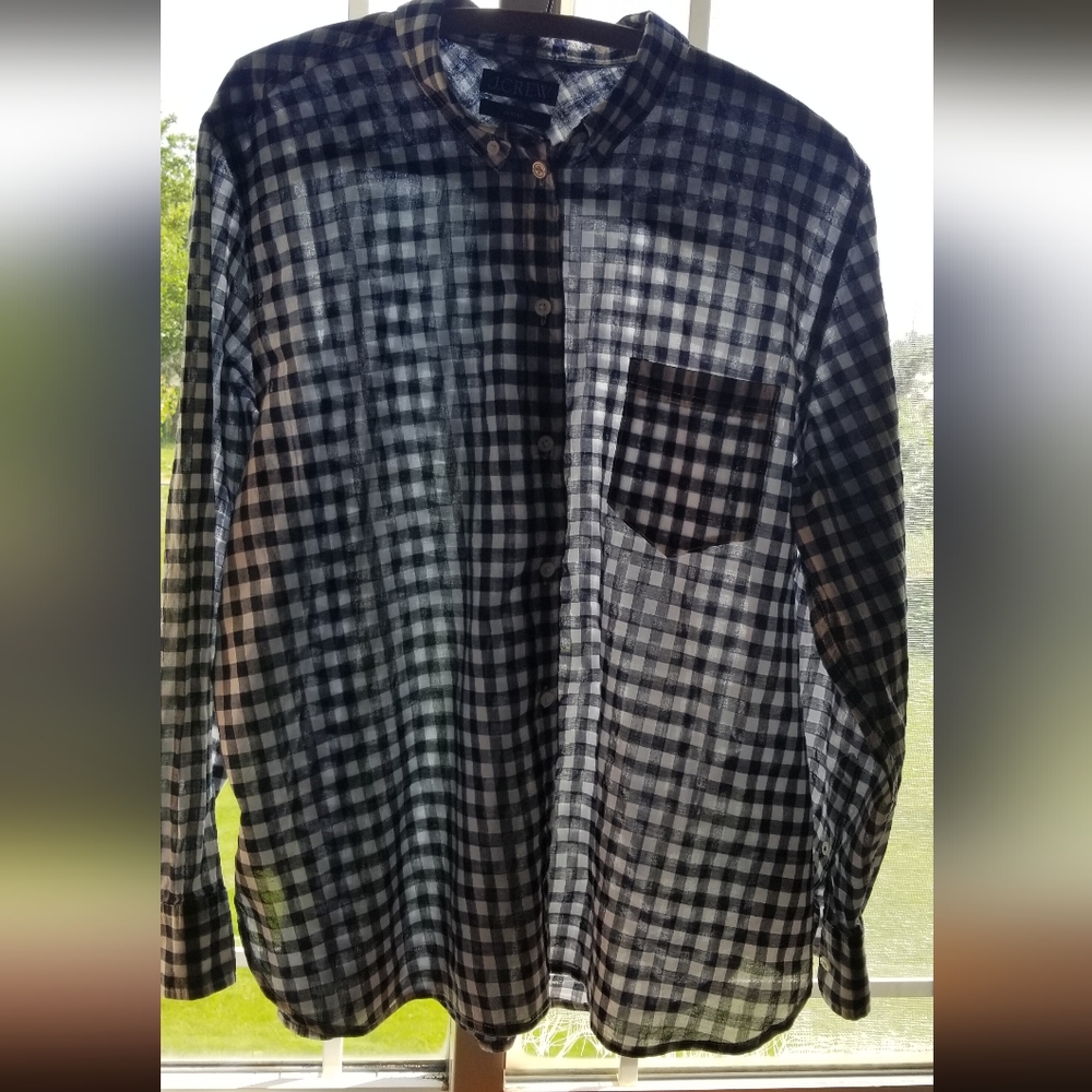 J Crew Reimagined Classic black checked shirt - Picture 3 of 9
